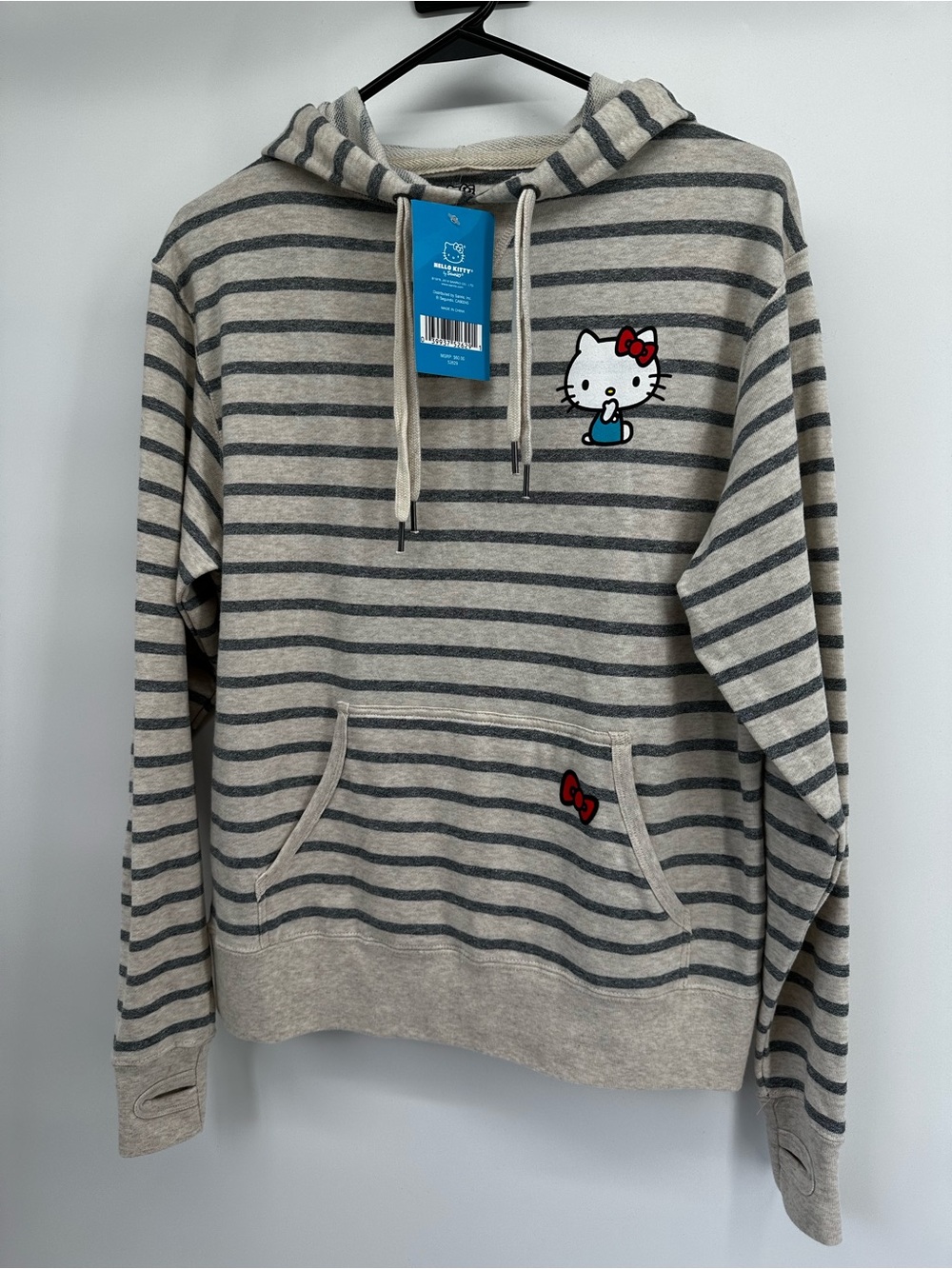 NWT HELLO KITTY TAN AND GREY HOODIE. Small